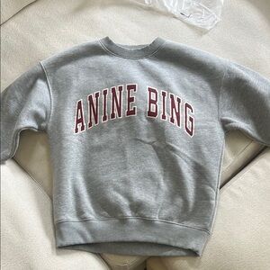NWT Anine Bing Heather Gray Sweatshirt with Burgundy Lettering